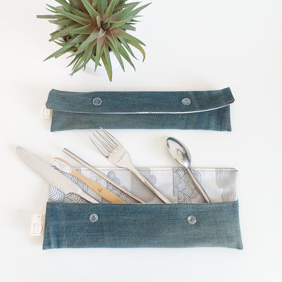 delycastef pochette ustensiles brosse dents denim bleu nuage