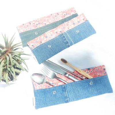 delycastef pochette ustensiles brosse dents denim bleu rose 2