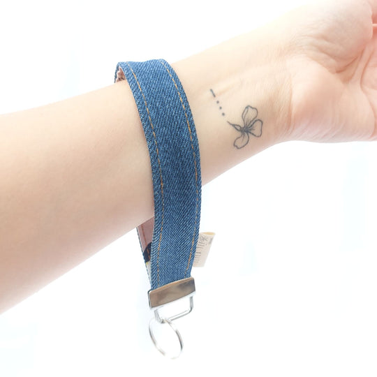 delycastef porte cle denim bleu oiseaux