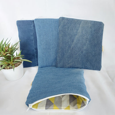 Sac à collation ou sandwich - jaune denim bleu - Delycastef