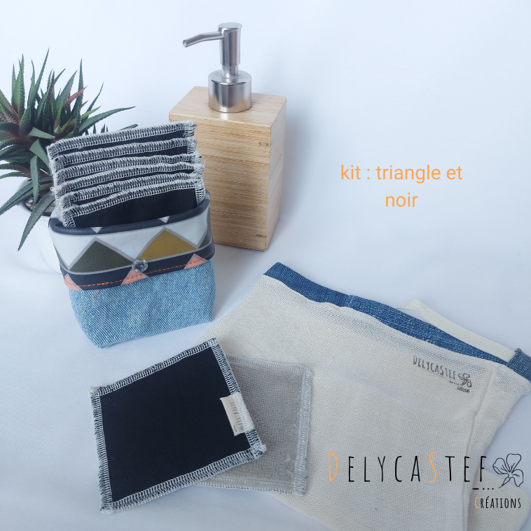 kit lingettes ultra douces - triangle / noir - Delycastef